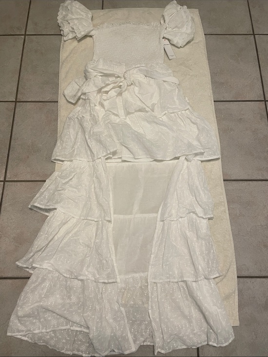 Aura Dresses & Skirts - NWT Red Dress Aura White Tiered Ruffle Maxi Dress